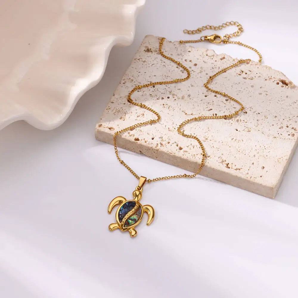 Summer Beach Turtle Pendant Necklace