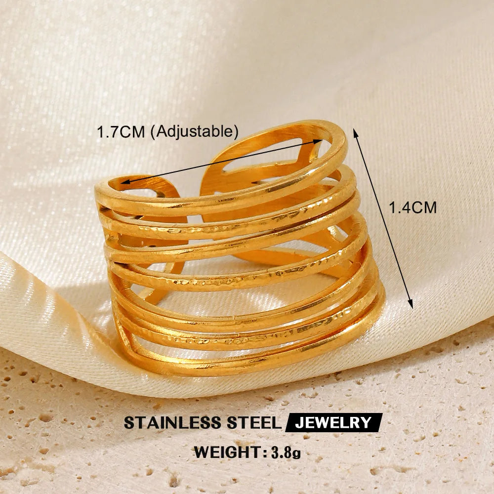 Gold Color Stainless Steel Heart Ring – Waterproof Jewelry for Women