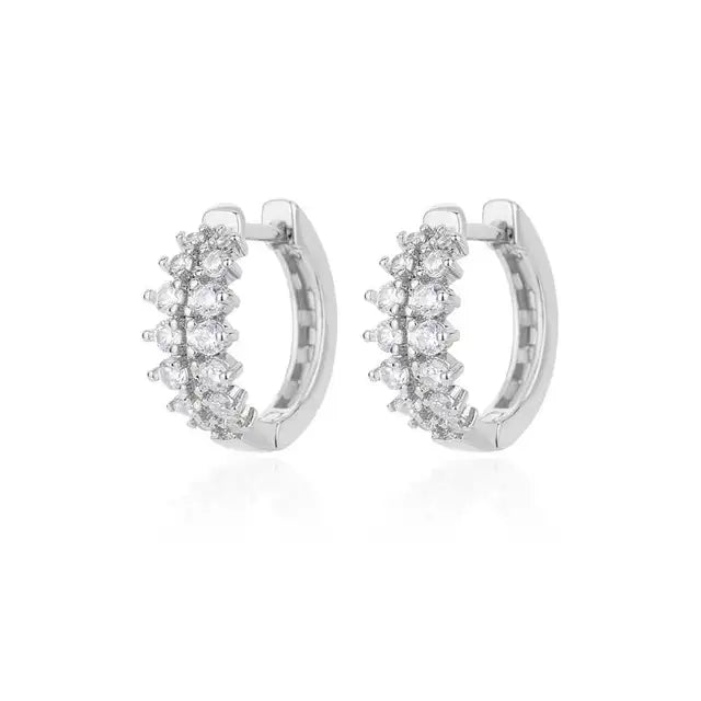 Zircon Round Hoop Earrings for Women Stainless Steel