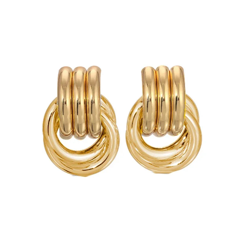 Gold Plated Twist Knot Statement Earrings