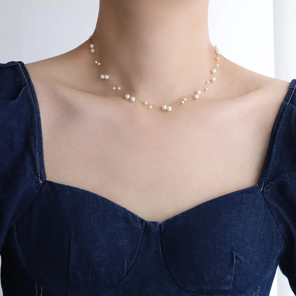 Stainless Steel Pearl Chain Necklace