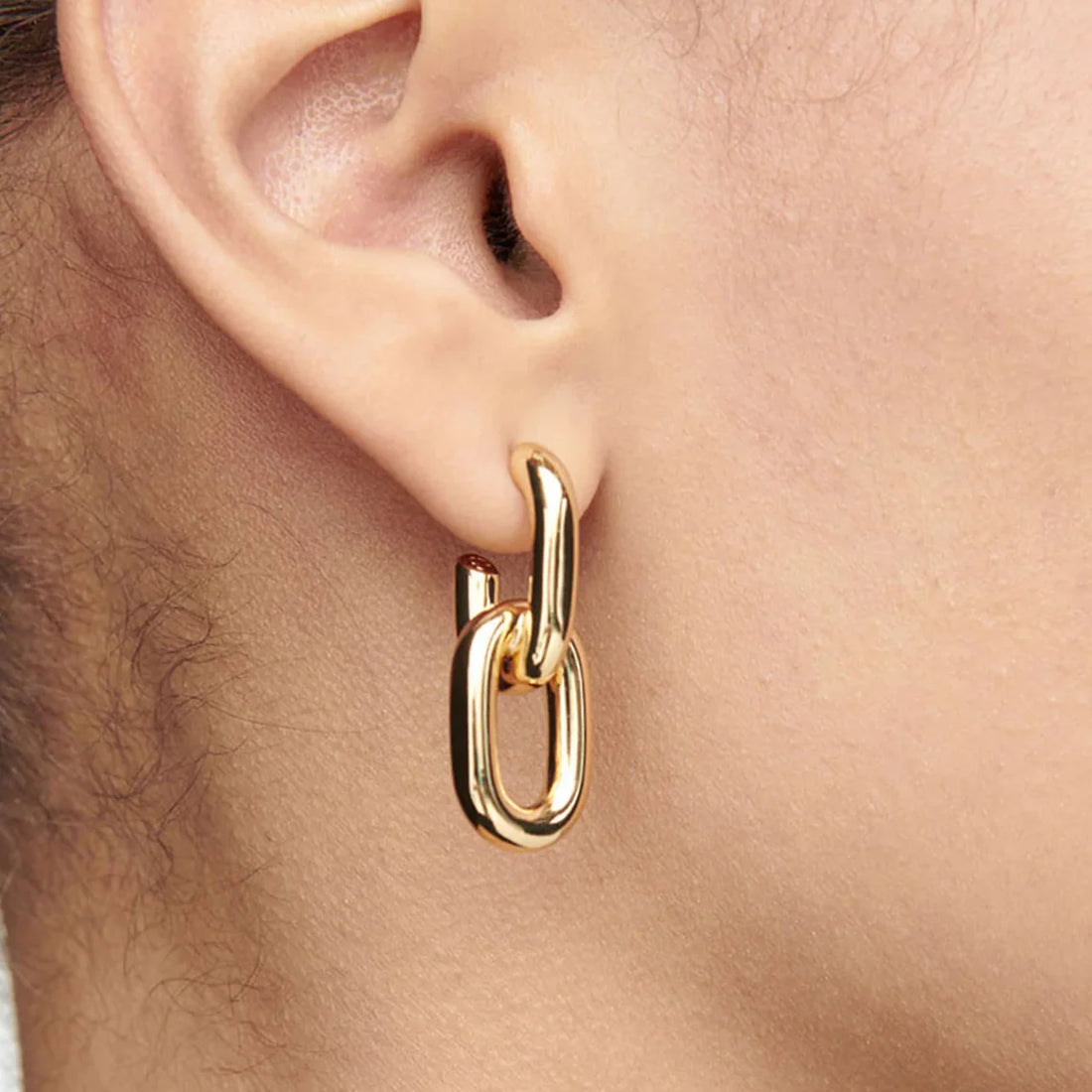 Gold Geometric Square Hoop Earrings – Stainless Steel Punk Party Jewelry