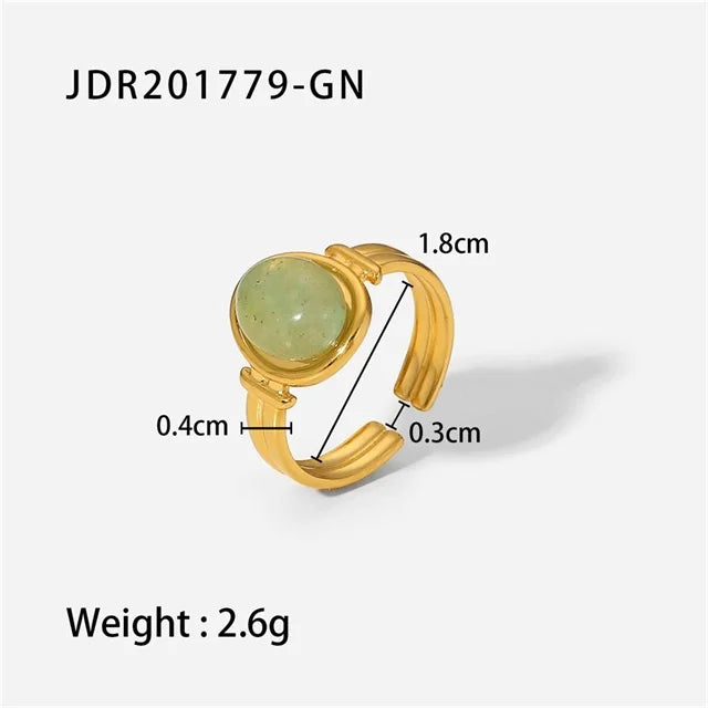 Youthway Natural Stone Stainless Steel Ring – Waterproof Stylish Golden Jewelry