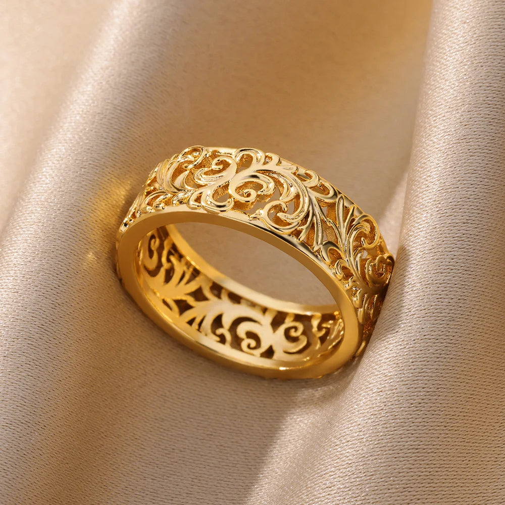 Gold Color Stainless Steel Zircon Ring