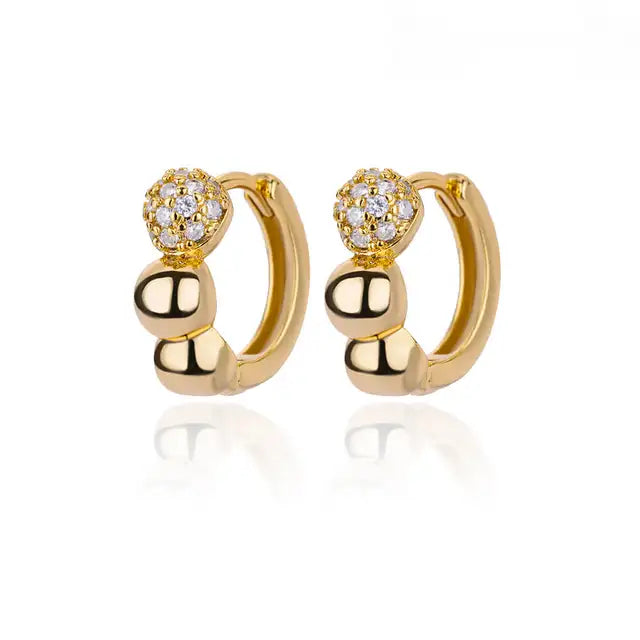 Zircon Round Hoop Earrings for Women Stainless Steel