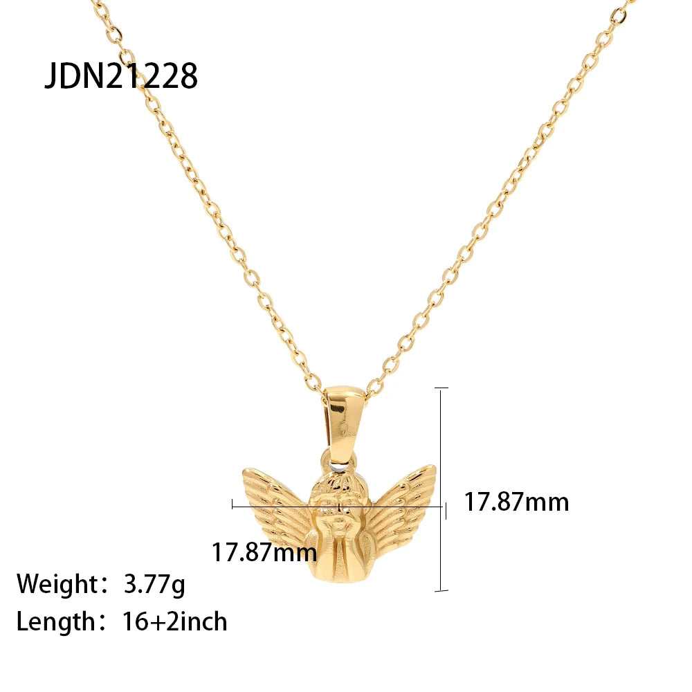 Uworld 316L Stainless Steel Angel Pendant Necklace - Waterproof Fashion Jewelry for Women