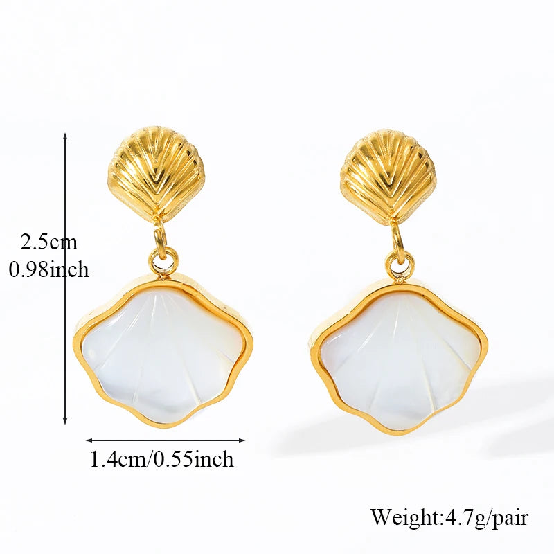 Stainless Steel Bee Pearl Earrings