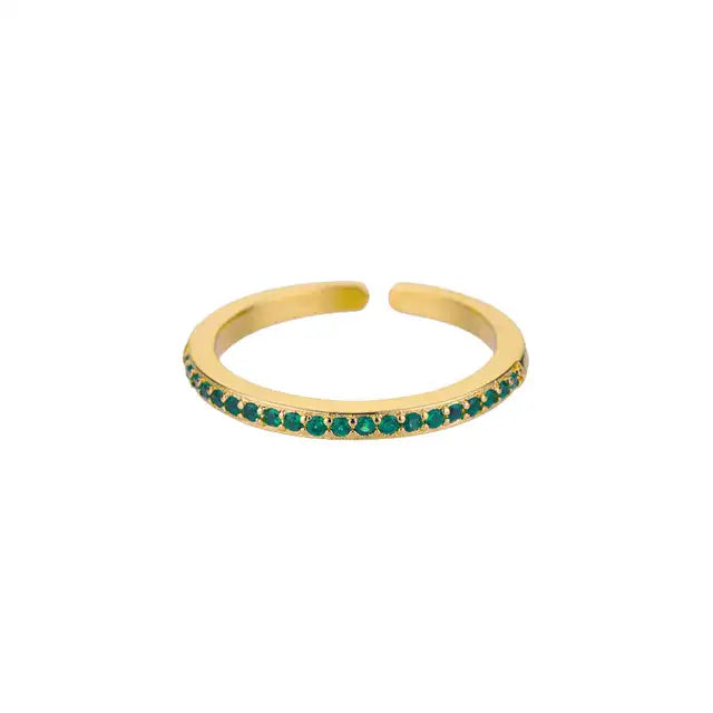 Mini Zircon Green Rings For Women Stainless Steel