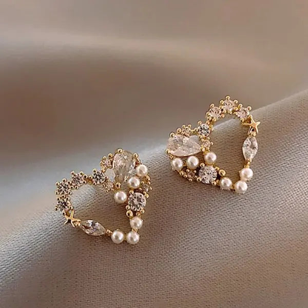 Exquisite Flower Zircon Stud Earrings – Geometric Rhinestone Jewelry for Women & Girls