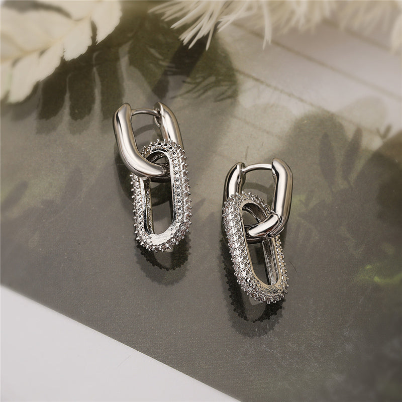 Double Loop Design Drop Earrings