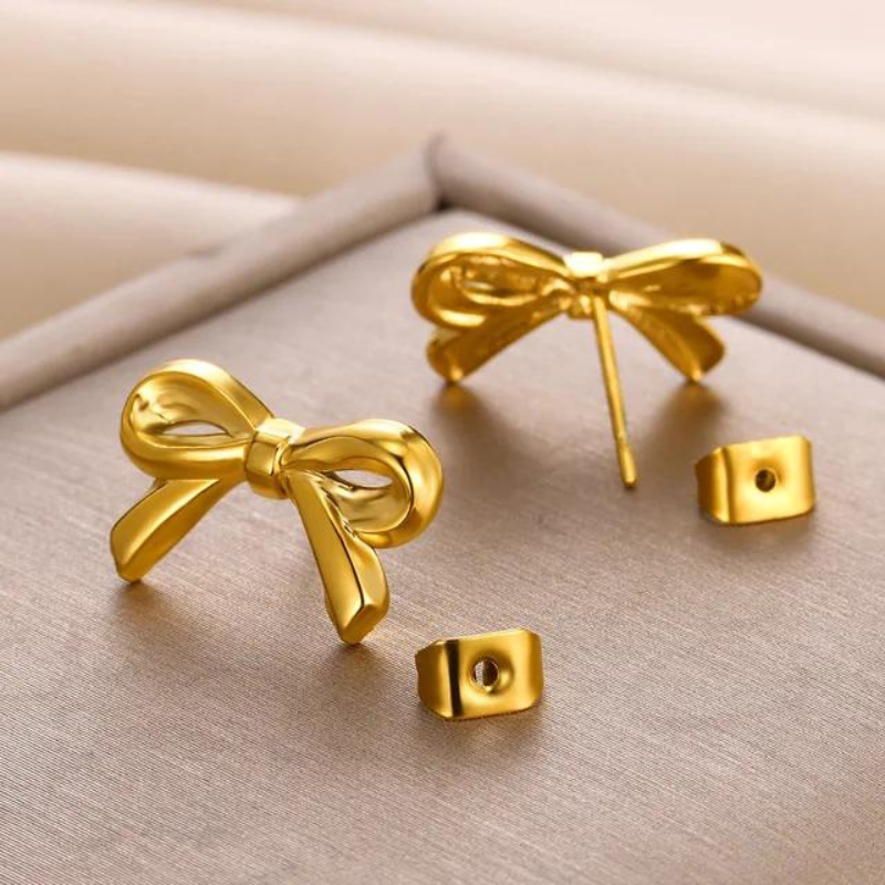 Elegant Ribbon Bow Sets Necklaces Earrings Bracelet For Women