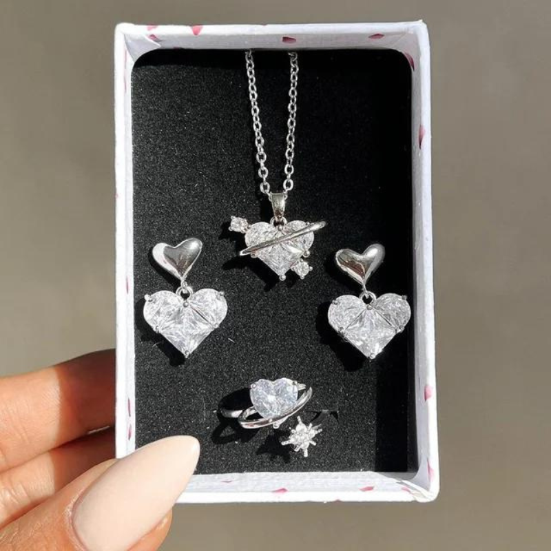 Crystal Angel Wings Heart Pendant Necklaces