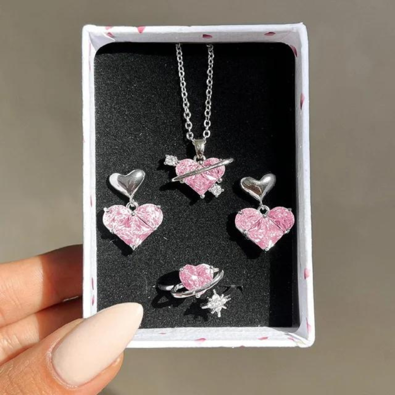 Crystal Angel Wings Heart Pendant Necklaces