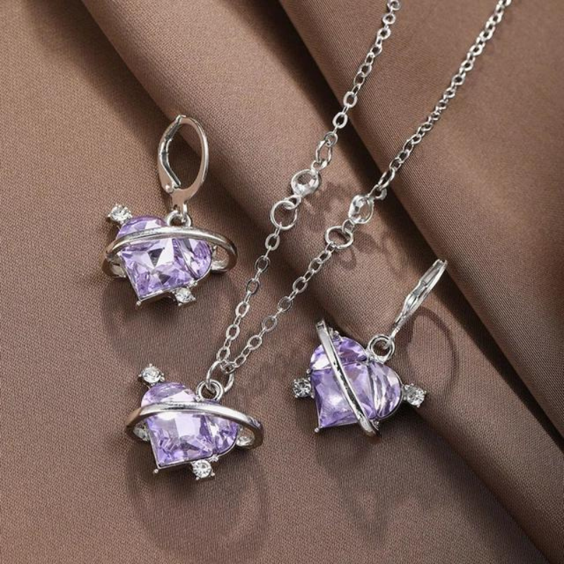 Crystal Angel Wings Heart Pendant Necklaces