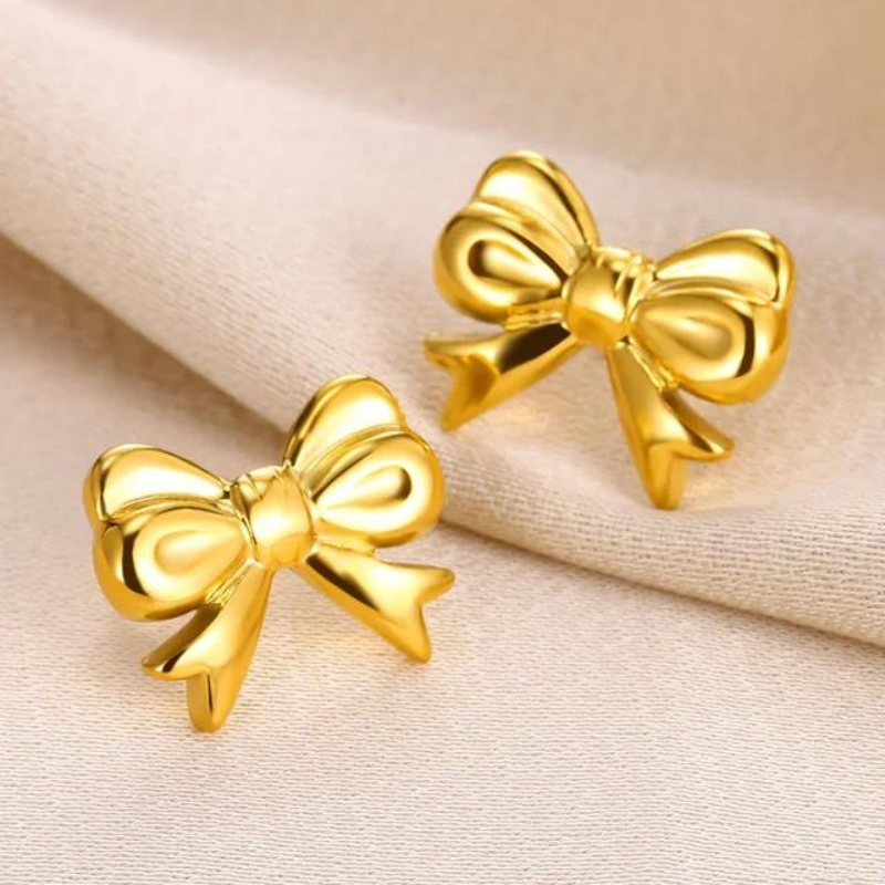 Elegant Ribbon Bow Sets Necklaces Earrings Bracelet For Women