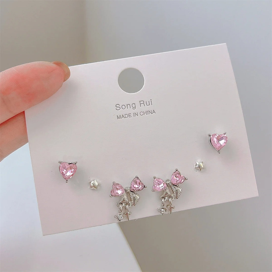 Y2K Pink Heart Stud Earrings