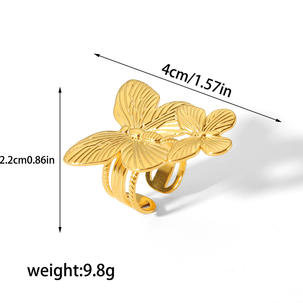 Gold Butterfly Flower Stud Earrings