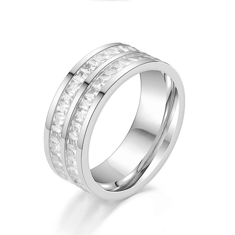 Rhinestone Stainless Steel Ring