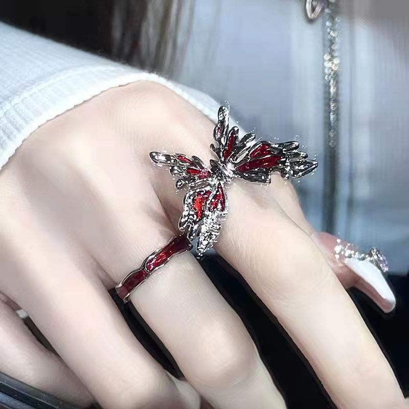 Red Butterfly Ring Opening Adjustable