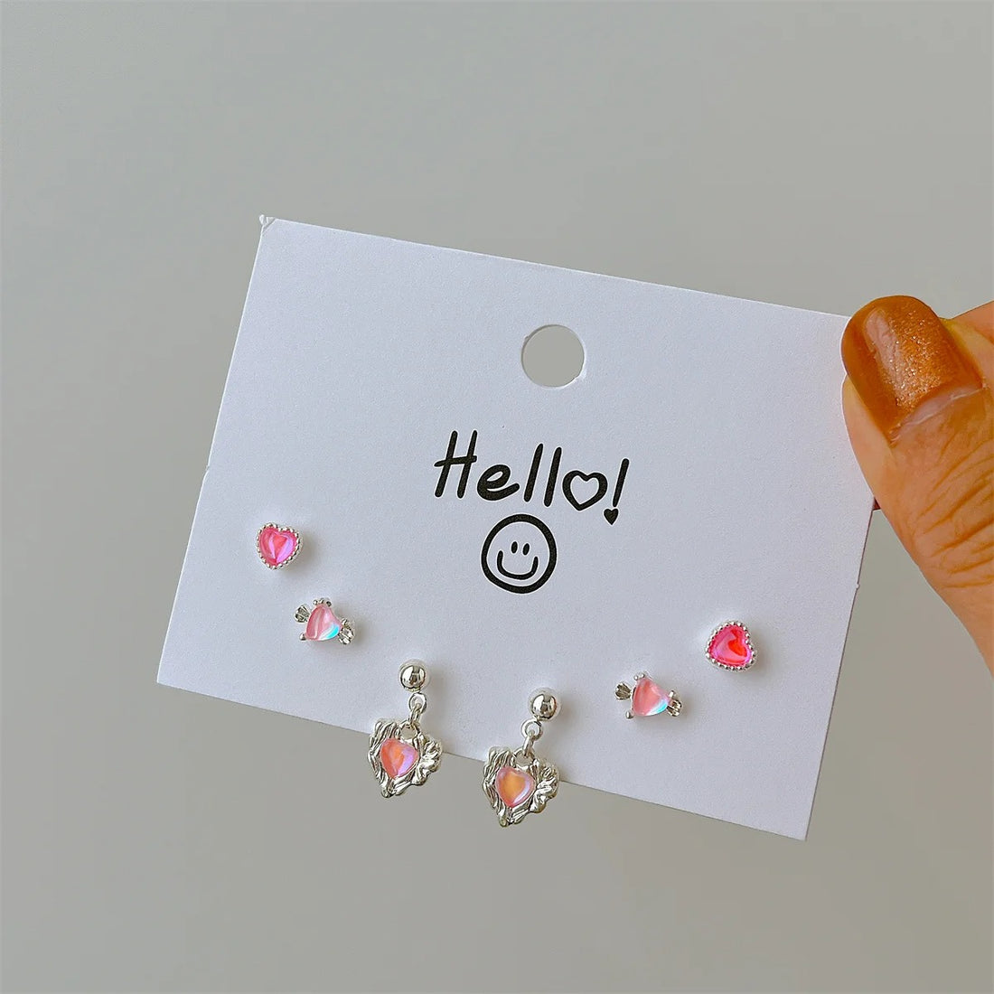 Y2K Pink Heart Stud Earrings