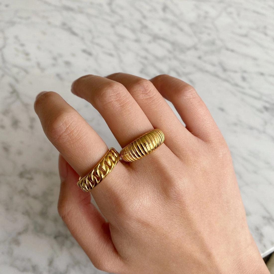 Gold-Plated Stainless Steel Chain Ring