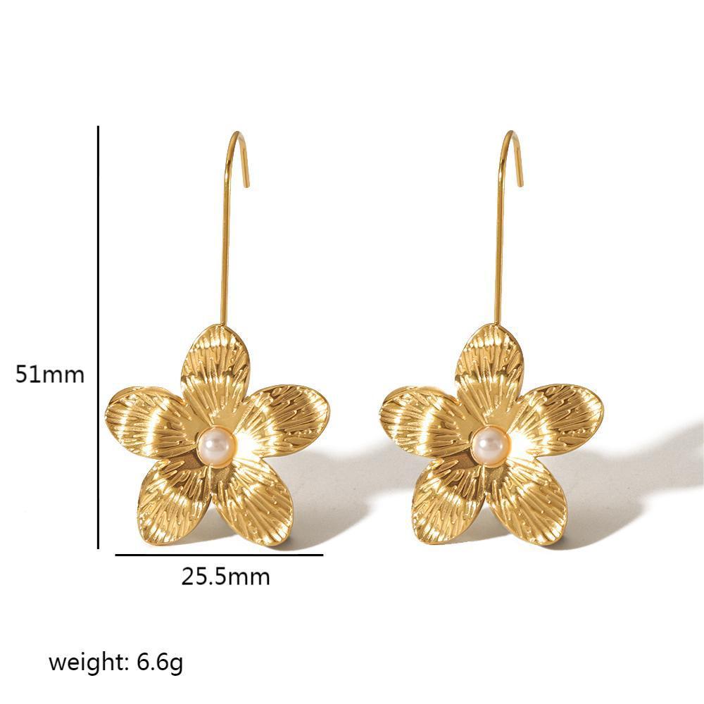 Gold Butterfly Flower Stud Earrings