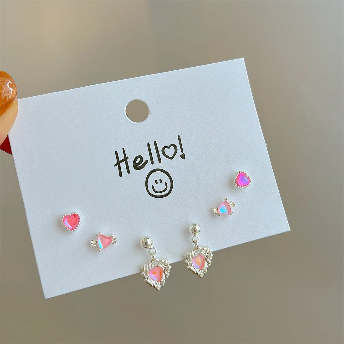 Y2K Pink Heart Stud Earrings