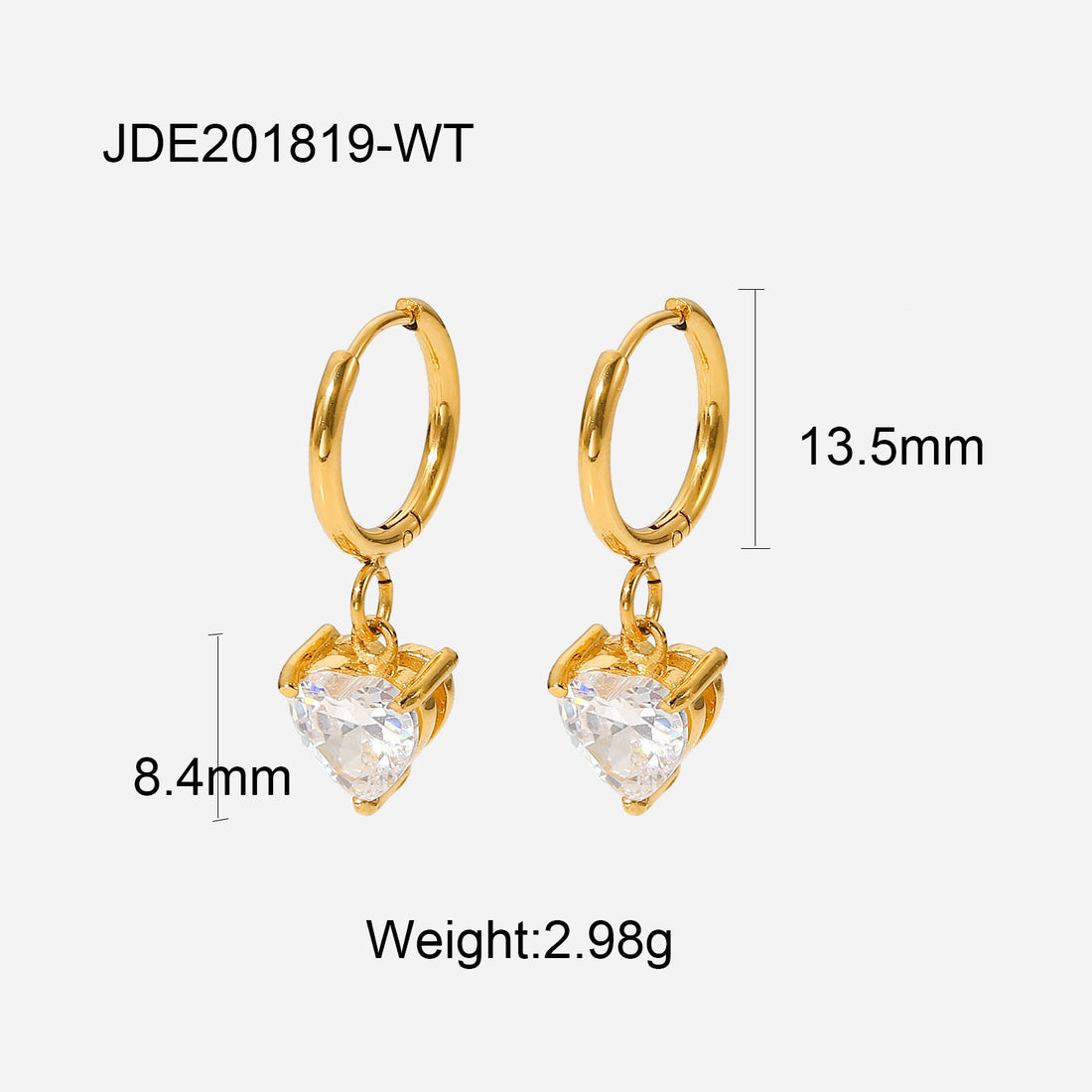 Women's Heart-Shaped Zircon Square Earrings