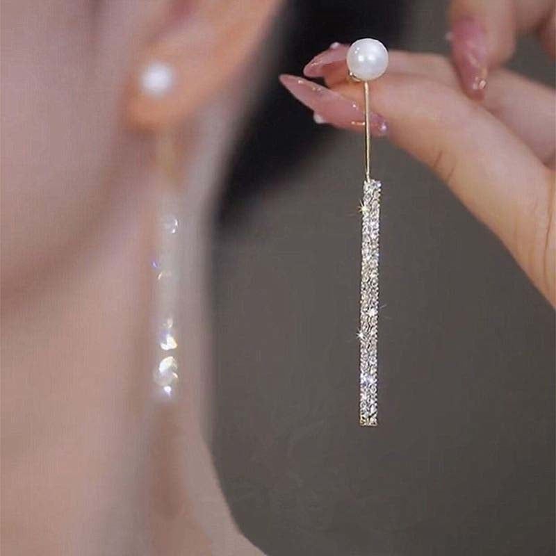 Korean Long Tassel Pearl Dangle Earrings