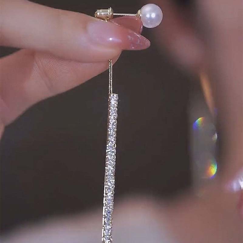 Korean Long Tassel Pearl Dangle Earrings